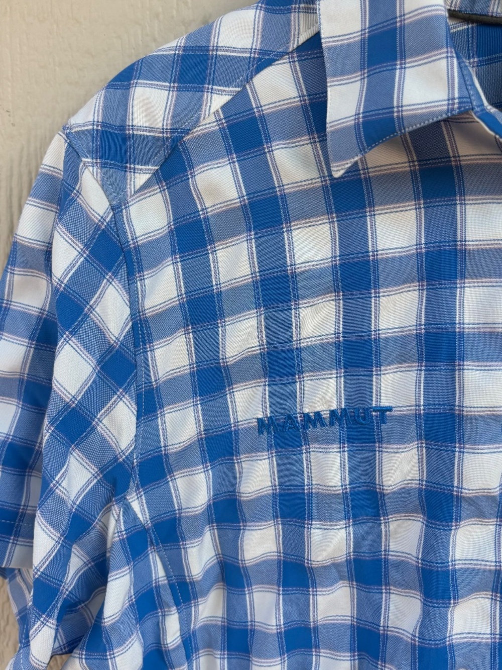 Mammut Alessandria Button Up Shirt Women's XL Blue White Plaid Outdoor Summer - Picture 3 of 10